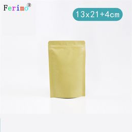 13x21cm 100pcs kraft paper zipper self-sealing bag tea nuts packaging pistachio snacks packaging