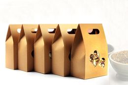 10*15.5*6 1000pcs stand up window brown kraft paper bags boxes recyclable for wedding/Gift/Jewelry/Food/Candy Package Paper Box