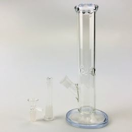 Clear Straight Tube Glass Bong hookahs 9.8Inches Water Pipes Ice Catcher Unique Heady Oil Dab Rig Bongs