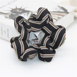 Women Chiffon Striped Scrunchies For Ponytail Holder Lady Elastic Wide Rubber Band Girl Hair Rope Hair Tie Hair Accessories