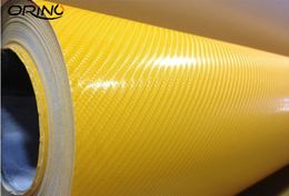 Premium Car Styling 4D Yellow Carbon Fibre Vinyl Film 4D Gloss Carbon Fibre Wrap Auto Car Wrapping Foil with Air Release