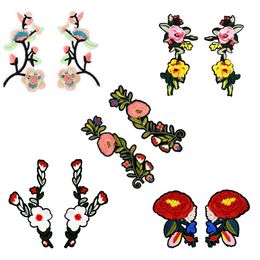 1 Pair Cute Embroidery Flowers Patch Badge for Girls Women Iron on Transfer Embroidery Patch for Clothes Skirts Bags Shoe Sew Accessories