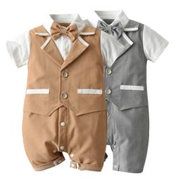 INS Summer gentleman baby boys romper cotton baby rompers newborn rompers Infant Jumpsuit baby boy clothes Boys One Piece Clothing