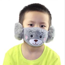 Popular 2 In 1 Ear Protective Bear Embroidery Children Mouth Mask Anti Dust Face Masks Fit Kids Party Gifts Designer Mouth Mask