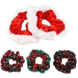 Christmas Scrunchies Elastic Hair Rubber Bands Velvet Hair Ring Fashion Ponytail Holder Women Girls Christmas Ornaments 7 Designs BT4813