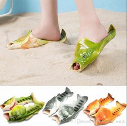 Creative Fish Shower Slippers Funny Beach Shoes Sandals Bling Flip Flops Summer Fish Shaped Casual Shoes