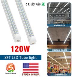 T8 Integrated Tube V-Shaped 1.2M 2.4M Cooler Door Led Tubes Lights 60W 120W Energy Saving Tube replacement t8 4ft tube