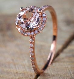 Luxury Rosegold Sparkling Diamond Wedding Ring Elegant Cubic Zirconia Paved Copper Brass Engagement Jewellery Size 6 7 8 9 10