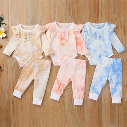 Baby tie dye Outfits Boys Girls Long Sleeve Romper Top + Pants 2pcs/set Cotton Kids Article Pit Clothing Sets Home Pyjamas Clothing M2344