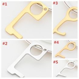 5 style Key chain metal Non-Contact Door Opener Hook anti touch key chain Door Handle Key Elevator Tool DA396