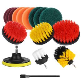 16Pcs/Set Drill Scrubber Cleaning Brush Kit for Bathroom Surfaces Tub Tile and Grout