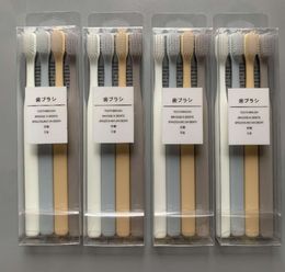 Hot selling 4 Colours wheat straw toothbrush Soft Nylon Capitellum Toothbrushes for Hotel Travel Tooth Brush 10 pcs free DHL