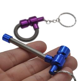 TOPPUFF Metal Spring herb Pipe Metal Portable Tobacco Pipe with Key Chain Cigarette Pipe Smoking Accessories