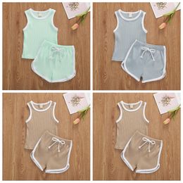 Kids Designer Clothes Boys Summer Solid Sport Suits Baby Pit Sleeveless Vest Shorts Clothing Sets Girls Waistcoat Hot Pants Outfits BC7581