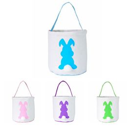 Bunny Rabbit Bags Easter Bucket Fluffy Rabbit Tails Baskets Gift Pail Eggs Hunt Bag 4 Designs Bulk in Stock 20pcs DW5081