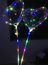 Couples LED Bobo Ball Light Balloons Flashing Lights String Love Heart Shaped Night LED Luminous Clear Balloon Christmas Party Decoration 02