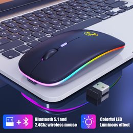 iMice RGB Rechargeable 2 mode 2.4G Bluetooth Mouse Wireless Silent USB Ergonomic Light Mouse Gaming Optical PC Mice for Laptop LED Backlit