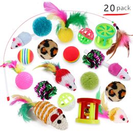 Cute Mini Soft Fleece False Mouse Cat Toys Colorful Feather Funny Playing Training Toy For Cats Kitten Puppy Pet Supplies