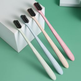 4 Colours wheat straw toothbrush Soft Nylon Capitellum Toothbrushes for Hotel Travel Tooth Brush 150 pcs Free DHL