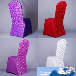 Rose Flower Seat Cover Elastic Force Spandex Chair Covers For Birthday Wedding Party Banquet Decorations Case Many Colours 14dy ZZ