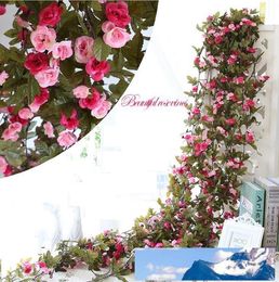 Wisteria rose Vine flower rattan Garland long wisteria 2.3M length Home Wall Party Decorations wedding party decoration HW009