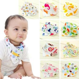 Baby Saliva Towel Cartoon Child Bandana Snap Buttons Bib Burp Cloths Infant Absorbent Cloth Feeding Triangle Towel 39 Designs BT5207