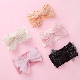 Baby Girls Bow Hair Band Europe Style Kids Big Bow Gauze Princess Hairbands Fashion Elastic Hair Bow Girl Hair Ornaments