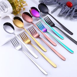 304 stainless steel spoon fork gold rainbow stirring scoops mug ice scoop dessert ladle spoon home Kitchen Dining Flatware