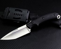 High Quality Outdoor Survival Straight Knife D2 Satin / Black Stone Wash Tanto Blade Blacks G10 Full Tang Handle With Kydex