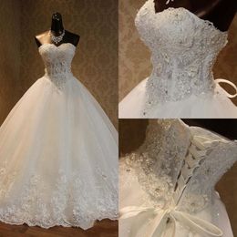 Stunning Lace Sequins Beaded Ball Gown Wedding Dresses For Women Sexy Sweetheart Plus Size Elegant Bridal Gown Lace-up Back Vestidos De Novia Sweep Train AL6635