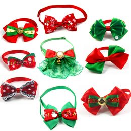 Christmas Dog Apparel Lovely Dogs Bow Tie Necklace Adjustable Strap For Cat Collar Grooming Accessories Cute Puppy Clothes Pet Supplies