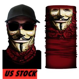 US Stock clown Magic Turban Bandanas grimace Face Masks Skeleton Outdoor Sports Ghost Neck Scarves Headband Cycling Motorcycle Wrap FY7140