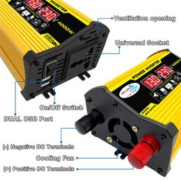 4000W Car Power Inverter Solar Converter Adapter Dual USB LED Display 12V to 220V 110V Voltage Transformer Modified Sine Wave241v
