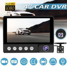 Driving Recorder 4 Inch Three-Way Car Inside And Outside Hd Three Lens Front Rear Recording Reversing Image Machine