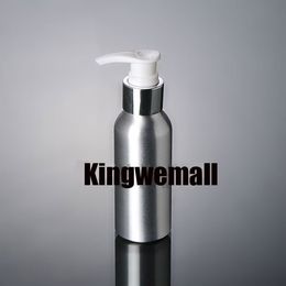 300pcs/lot Capacity 100ml Electrical Aluminium Bottles Lotion Bottle with White Pump for Cosmetic Packaging LD15-1