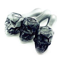 QBsomk New design 4 inch 5 Colours skull glass spoon pipes glass hand pipe water pipe smoking pipe for dry herb cute gift