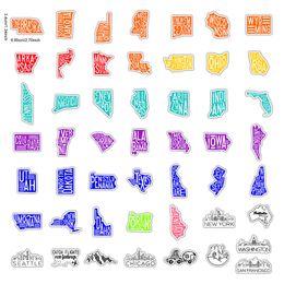 50 PCS Mixed Car Stickers Place name Location For Skateboard Laptop Helmet Pad Bicycle Bike Motorcycle PS4 Notebook Guitar PVC Fridge Decal