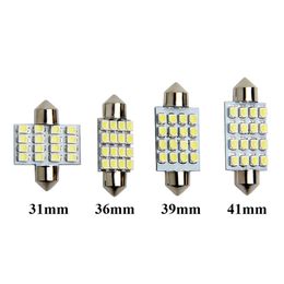 10Pcs Festoon 31mm 36mm 39mm 41mm C5W LED Dome Light Bulbs 16 SMD 3528 Car LED Interior Lights Auto Map Reading Lamps White 12V