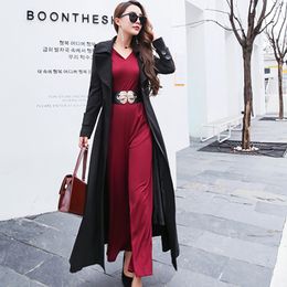 Plus Size 3XL Super Long Wool Coat Women Manteau Femme Elegant Winter Coat Women Lapel Warm Outerwear Parka DA450