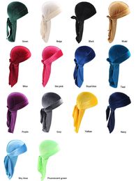 Velvet sweat-absorbent headscarf Men'S Satin Durags Bandana Turban Wigs Men Silky Durag Headwear Headband Pirate Hat Hair Accessories