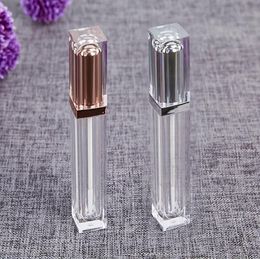 Top Grade Rose Gold Empty Lip Gloss Tube, Plastic Liquid Lipstick Container, Square Shape Lip Gloss Refillable Bottles SN1565