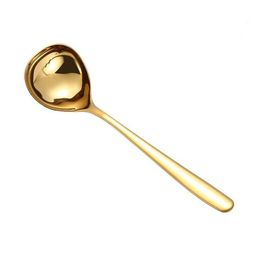 Stainless Steel Spoons Colourful Handle Spoon Drink Soup Drinking Tools Flatware Kitchen Gadget Rose Gold Soup Tableware