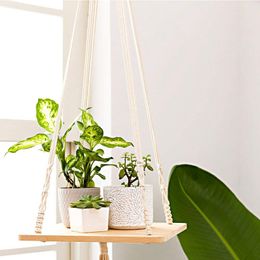 Macrame Shelf Plant Hanger Indoor Hanging Planter Basket Holder Home Decor Cotton Rope 45 Inch Y200709