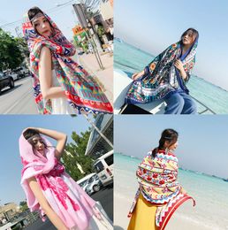 The latest model 180X100CM size beach towel, 10,000 styles to choose from, retro super long sunscreen shawl female summer bath towels