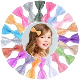 20Pcs Kid Girls 2.7 Inch Glitter Hair Bow Hairpin Hair Clip Barrettes Sweet Kids Bling Hair Accessories Beautiful HuiLin