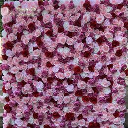 High Quality Artificial Flower Wall Panels Wedding Background Decoration Fake Flower Used Red Pink White Pink With Event LC004