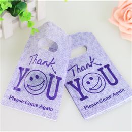 New Design Hot Sale Wholesale 200pcs/lot 9*15cm Purple Mini Plastic Boutique Packing Small Plastic Gift Bags With Thank You