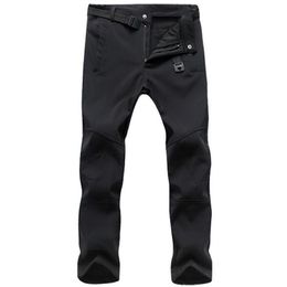 Januarysnow Winter Pants Men Outwear Soft Shell Fleece Thermal Trousers Mens Casual Autumn Thick Stretch Waterproof Tactical Pants