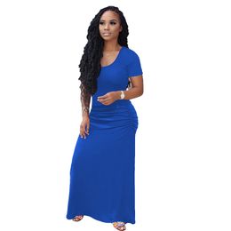 Women Short Sleeve Loose Plain Maxi Dresses Casual Long Dresses 4 Colour Select Size (S, M, L, XL, XXL) 6406