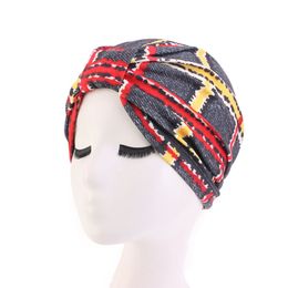 Printed Chemotherapy Cap Matte Cotton Headband Ha Muslim Turbant Elastic Knot African Bonnet Fashion Beauty For Women